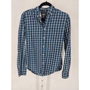 H&M L.O.G.G Men's Blue Fitted Button Down Collared Check Full Sleeve Shirt Sz S